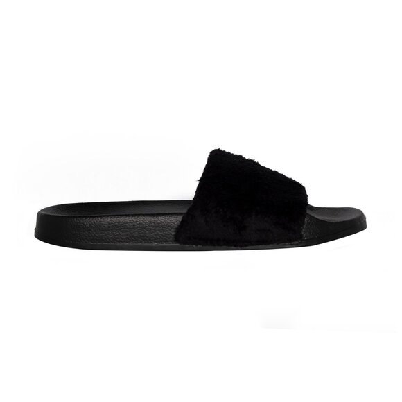 Luxe Fashion Classic Faux Sheepskin Women Slides | 1-Piece | Black - Picture 5 of 6